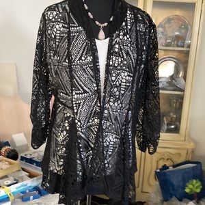 Style & Co Black Crochet Cardigan SZ XL